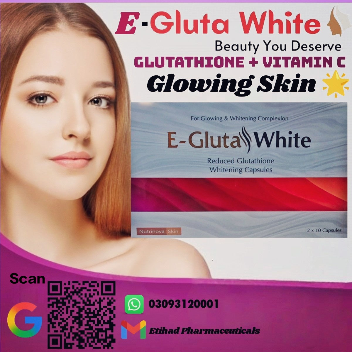 Gluta White (Glutathione+Vitamin C) Whitening Capsules